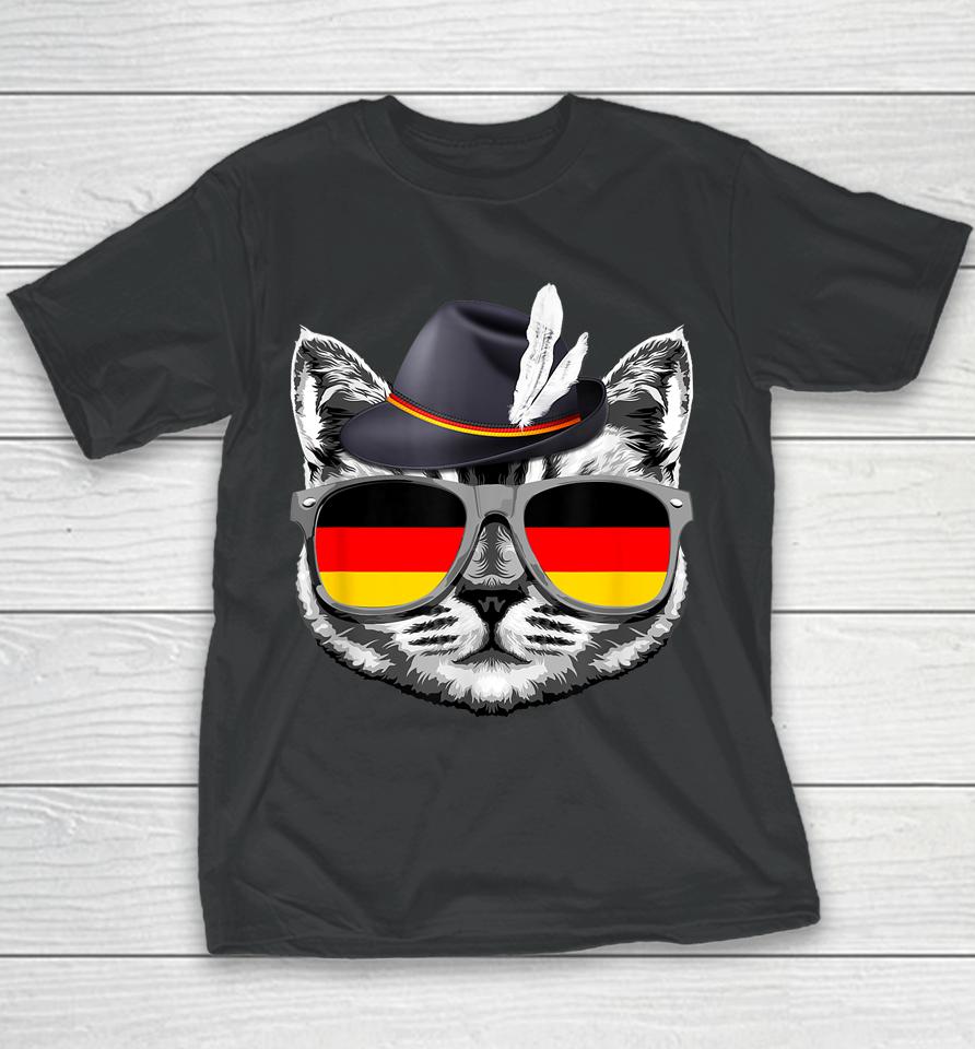 Cute Cat German Flag Oktoberfest Pride Germany Festival Youth T-Shirt