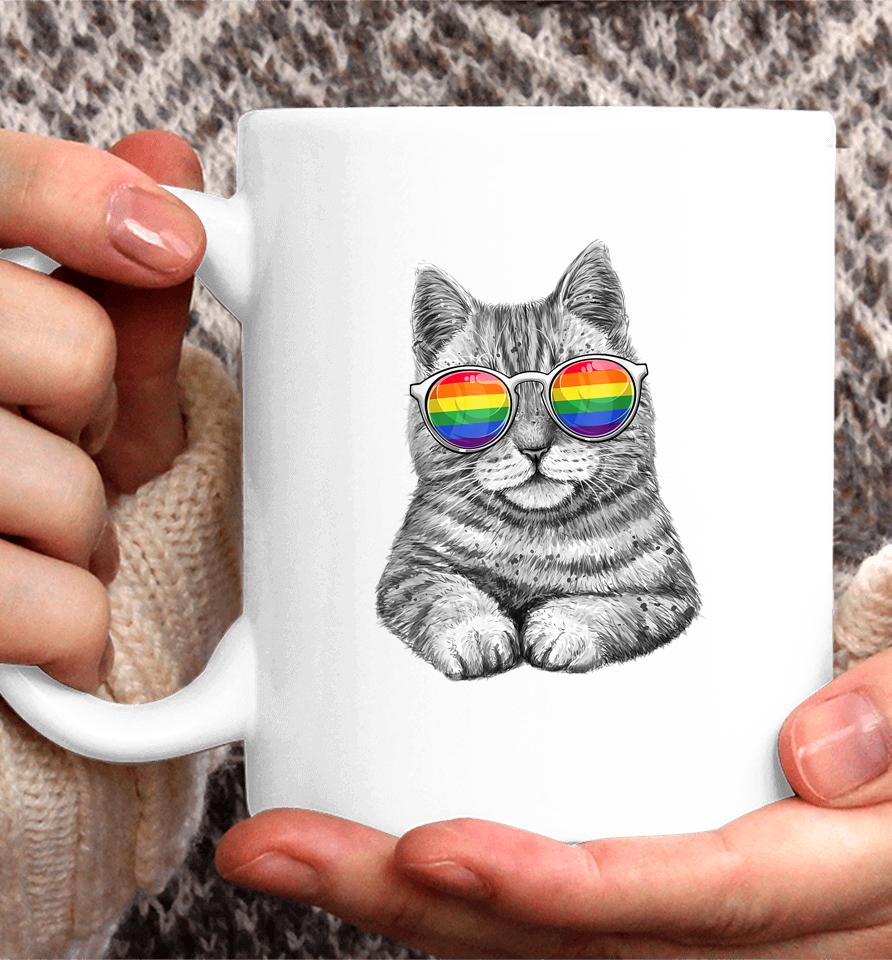 Cute Cat Lgbt Gay Rainbow Pride Flag Coffee Mug