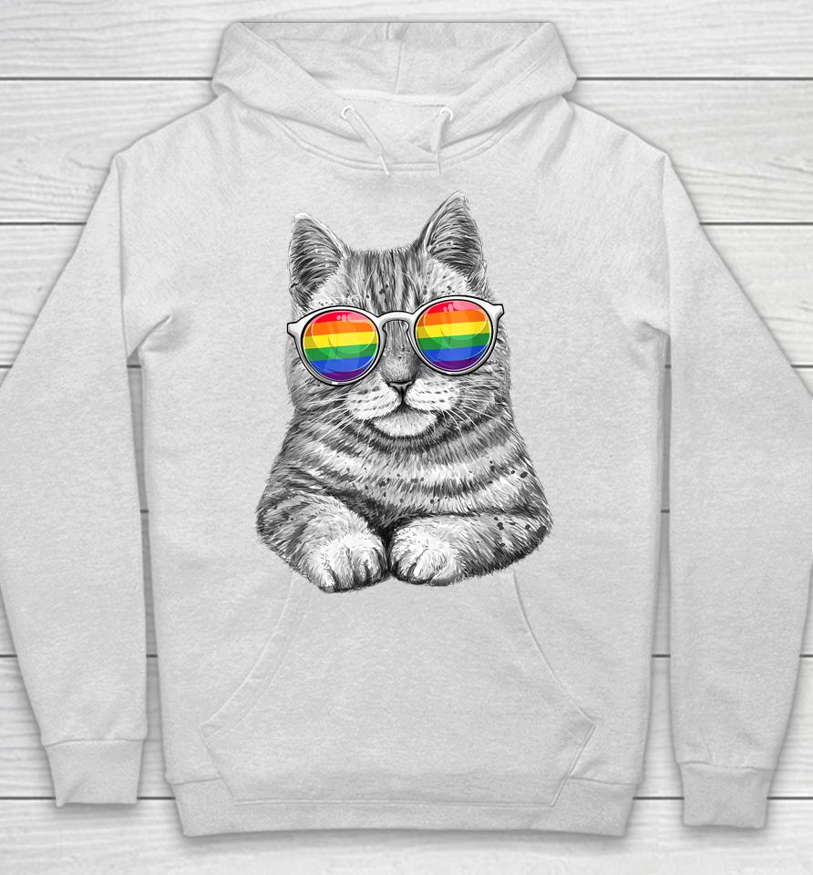 Cute Cat Lgbt Gay Rainbow Pride Flag Hoodie