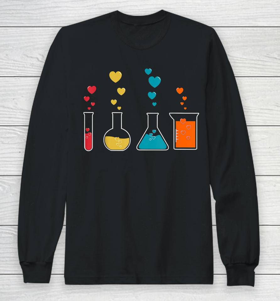 Cute Chemistry Hearts Science Valentines Long Sleeve T-Shirt