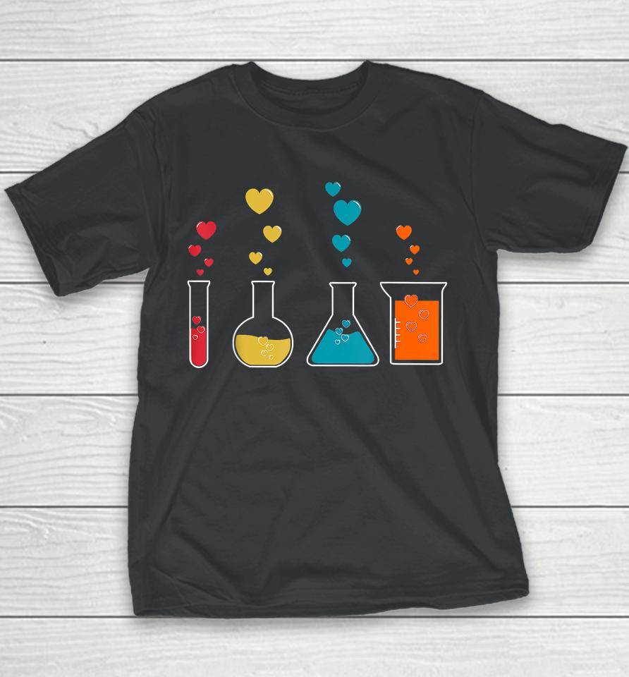 Cute Chemistry Hearts Science Valentines Youth T-Shirt