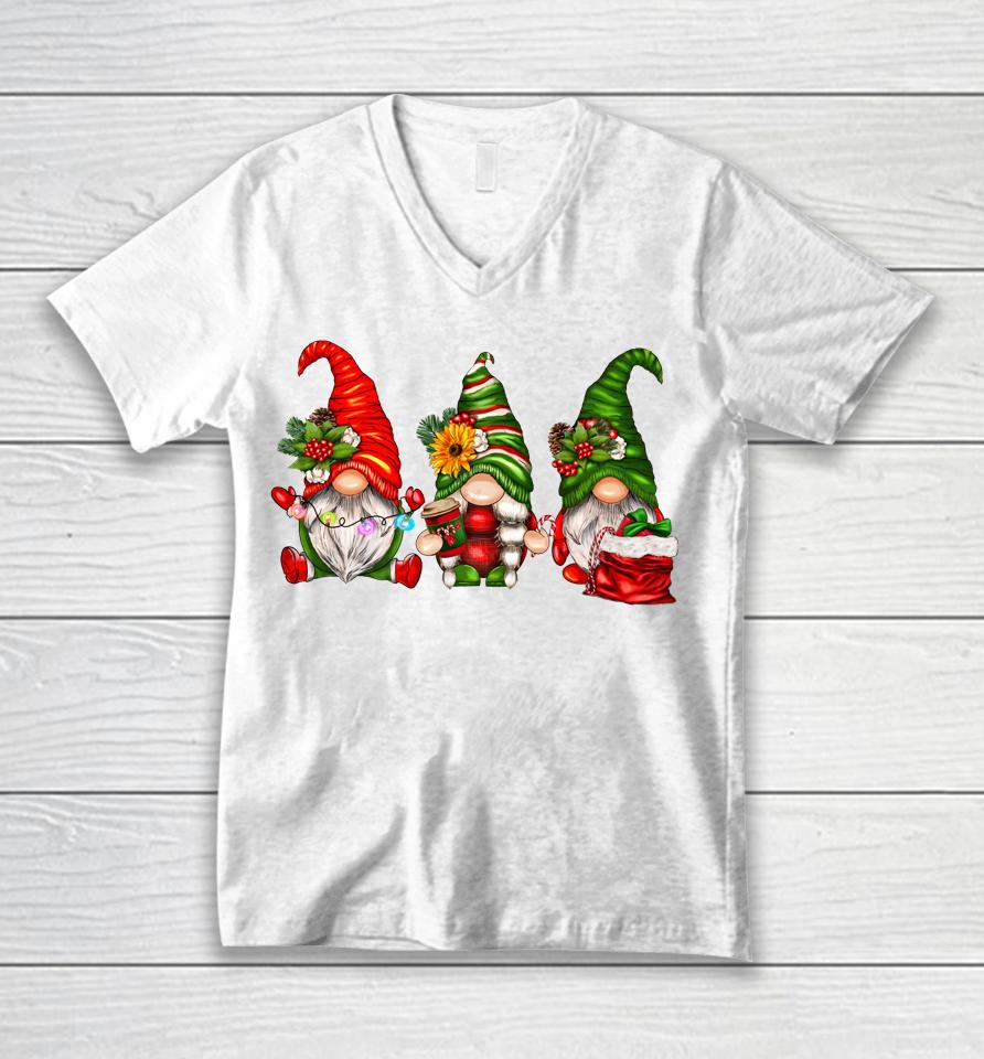 Cute Christmas Gnomes T-Shirt Funny Family Gnomes Xmas Matching Unisex V-Neck T-Shirt