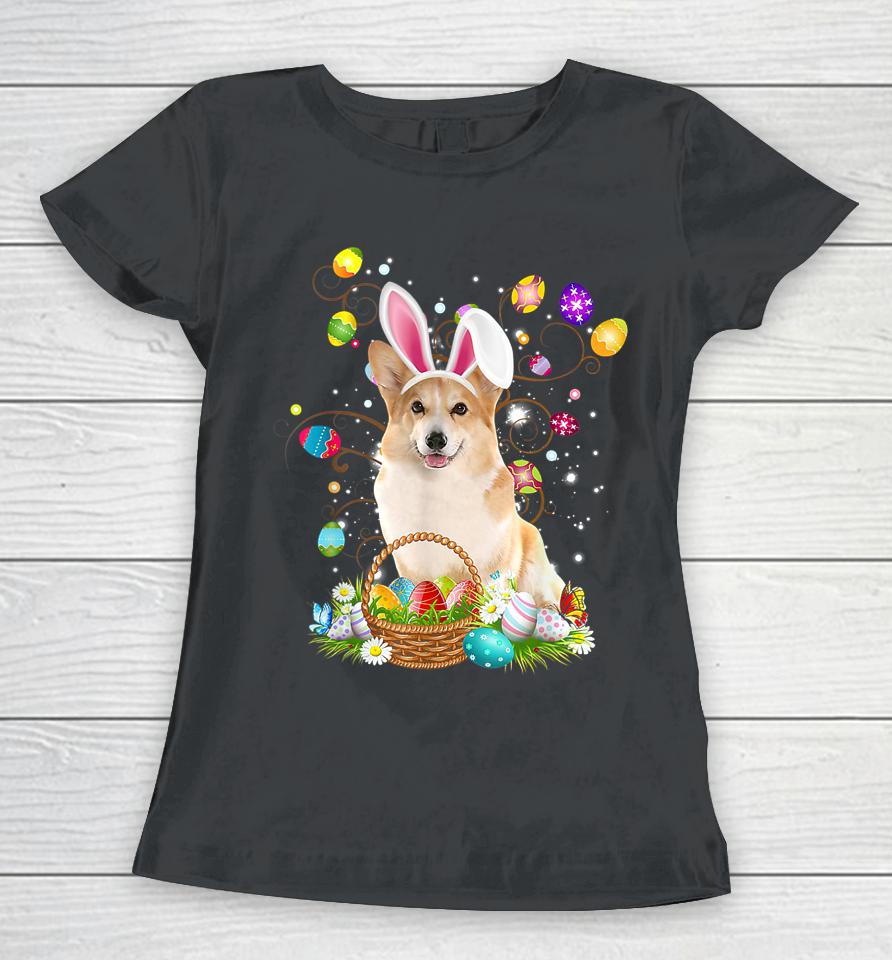 Cute Corgi Dog Egg Easter Day Women T-Shirt