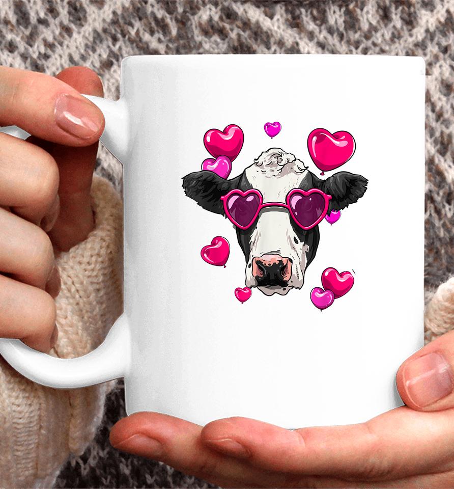 Cute Cow Heart Sunglasses Valentines Day Cattle Animal Lover Coffee Mug