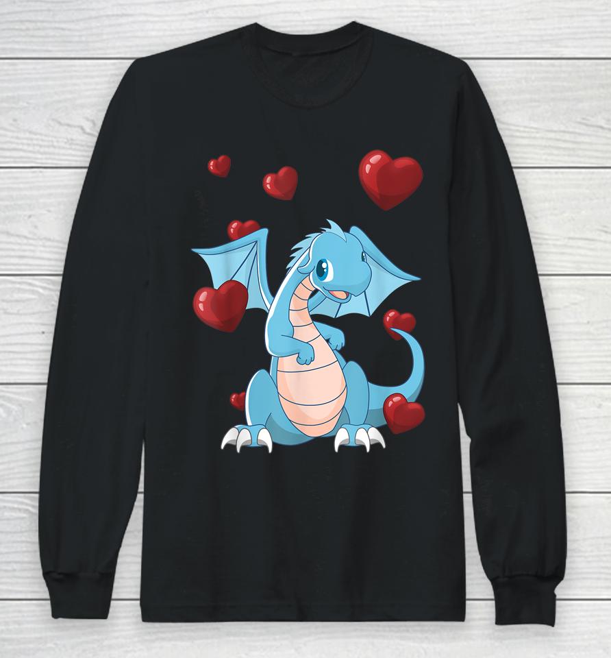 Cute Dragon Funny Valentines Day Love Heart Long Sleeve T-Shirt