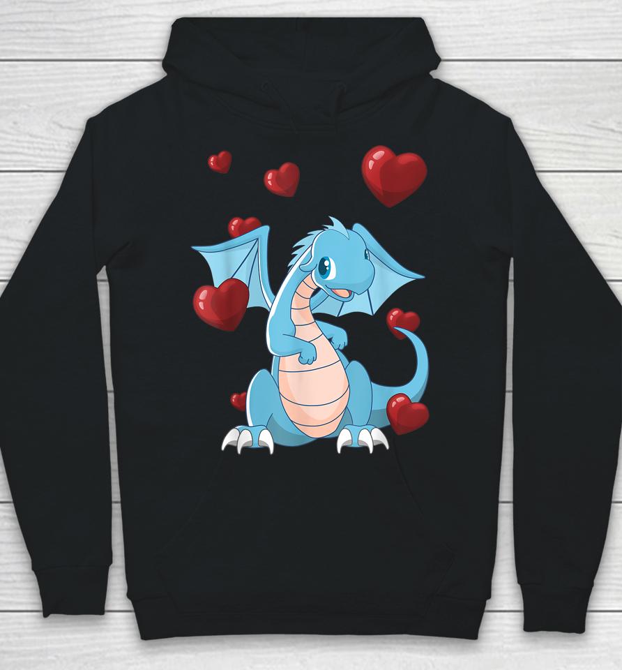 Cute Dragon Funny Valentines Day Love Heart Hoodie