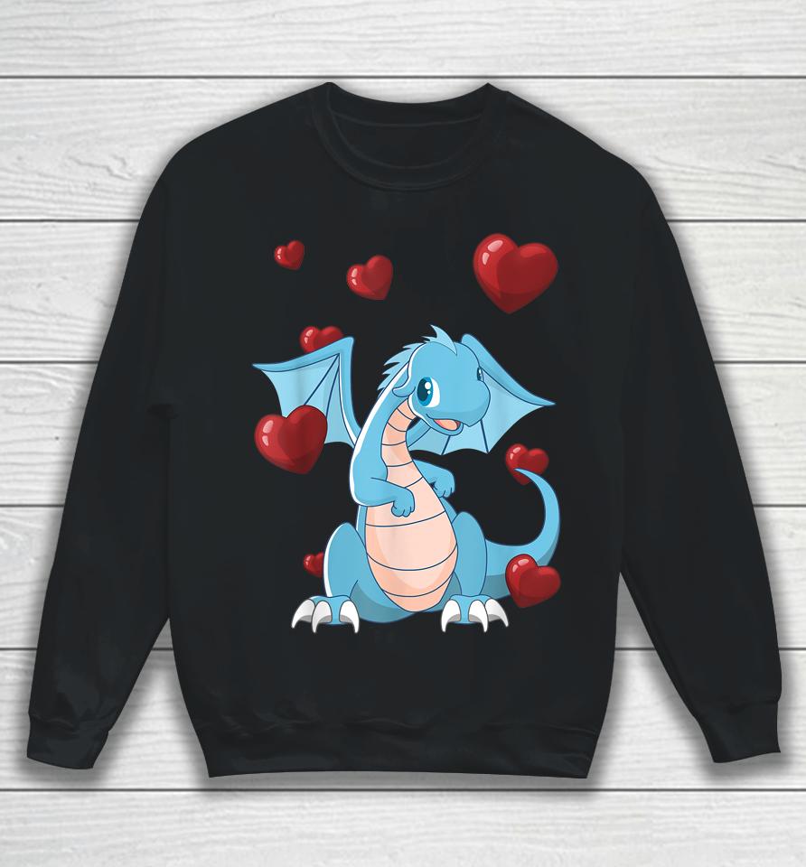Cute Dragon Funny Valentines Day Love Heart Sweatshirt