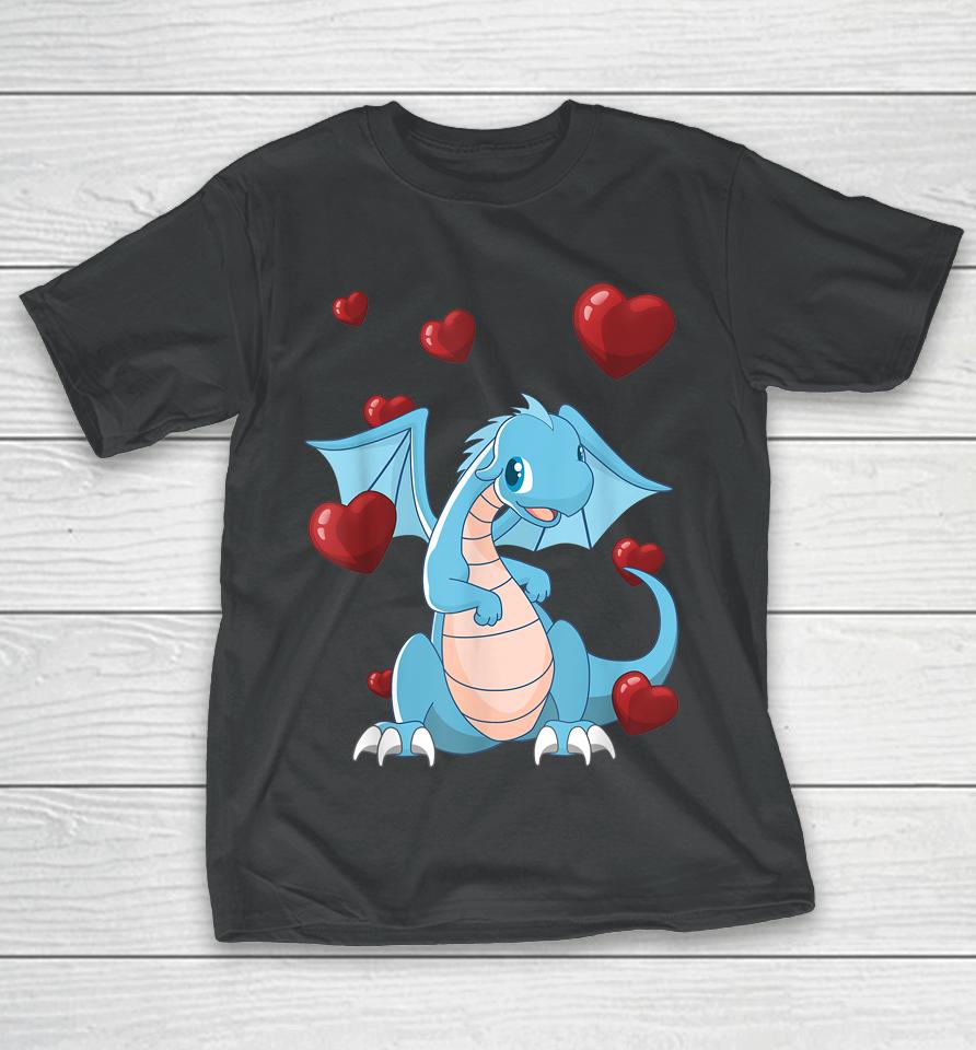 Cute Dragon Funny Valentines Day Love Heart T-Shirt