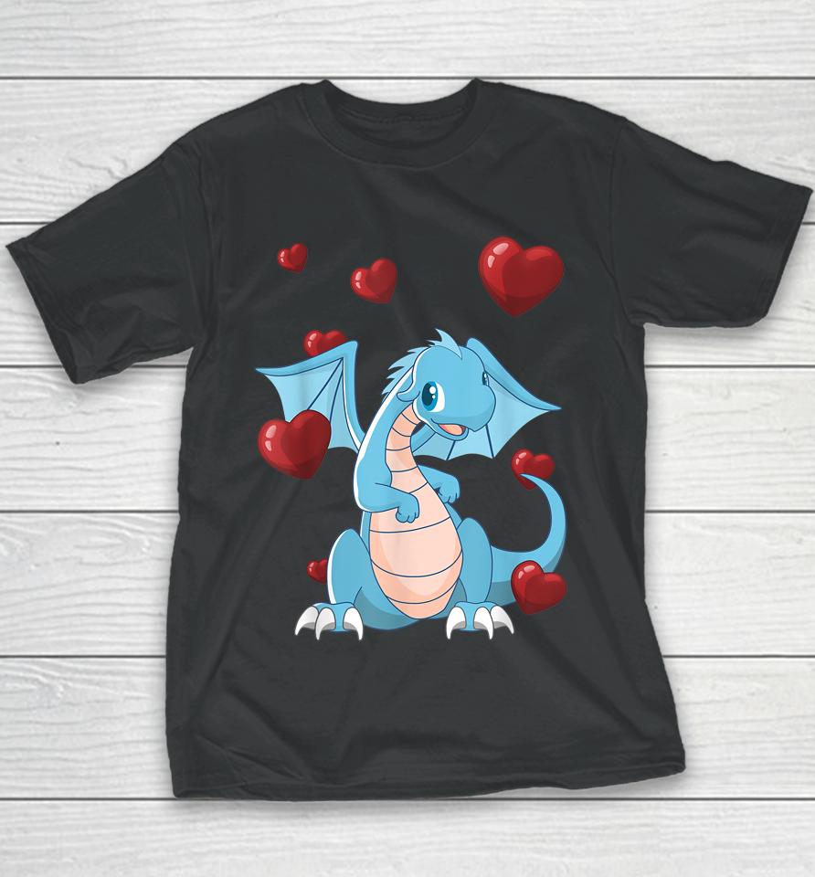 Cute Dragon Funny Valentines Day Love Heart Youth T-Shirt