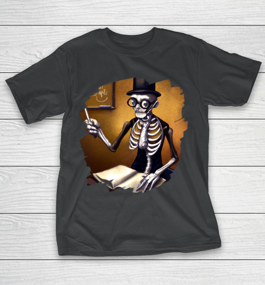 Cute Funny Skeleton Teacher Professor School Halloween T-Shirt