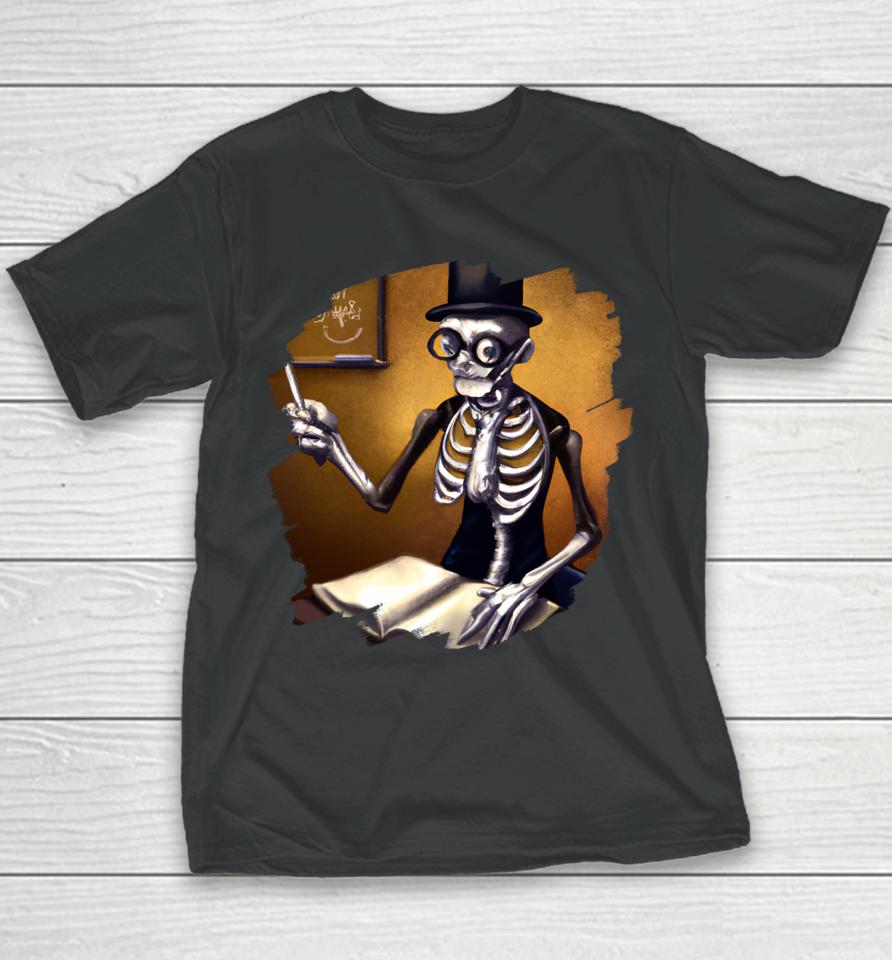 Cute Funny Skeleton Teacher Professor School Halloween Youth T-Shirt