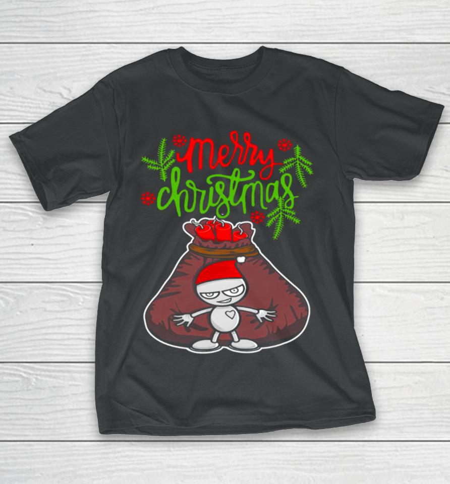 Cute Gangster Cartoon With Dynamite Christmas 2023 T-Shirt