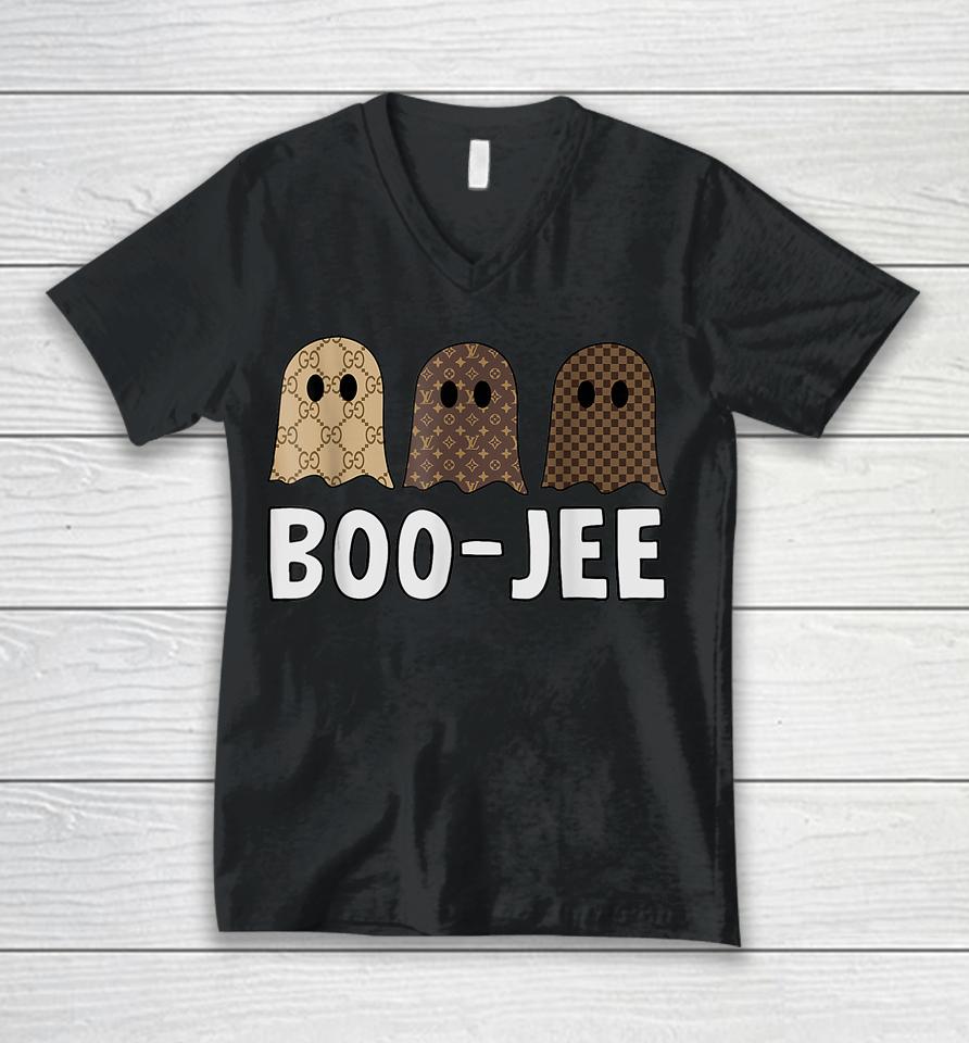 Cute Ghost Halloween Costume Boujee Boo Jee Spooky Season Unisex V-Neck T-Shirt