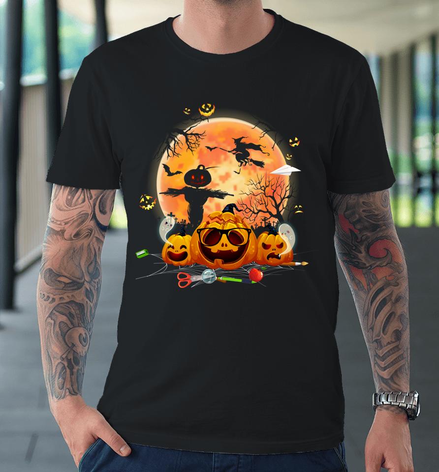 Cute Ghost Halloween Teacher Trick Or Teach Elementary Mummy Premium T-Shirt