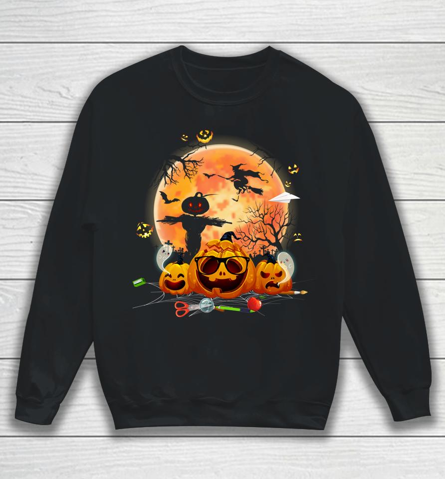 Cute Ghost Halloween Teacher Trick Or Teach Elementary Mummy Sweatshirt