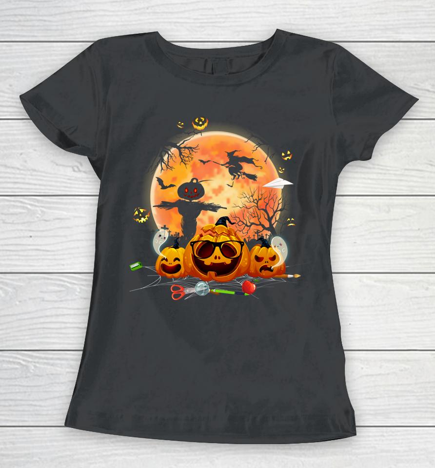 Cute Ghost Halloween Teacher Trick Or Teach Elementary Mummy Women T-Shirt
