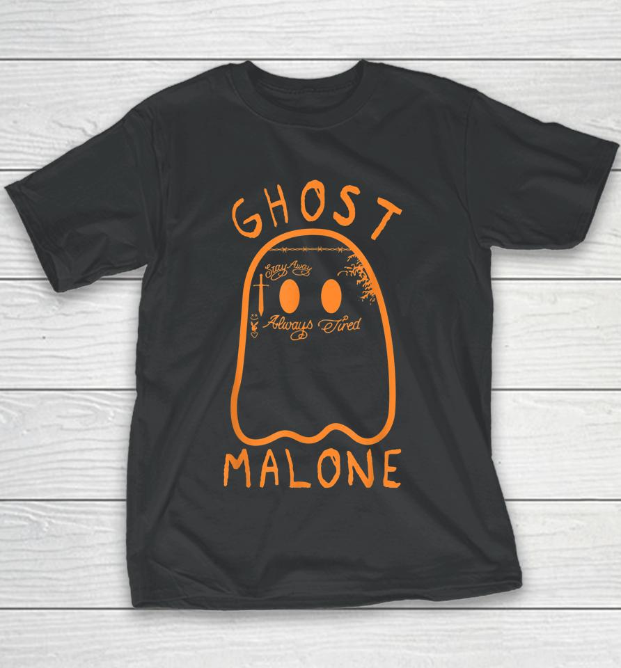 Cute Ghost Malone Fall Season Funny Halloween Spooky Season Youth T-Shirt