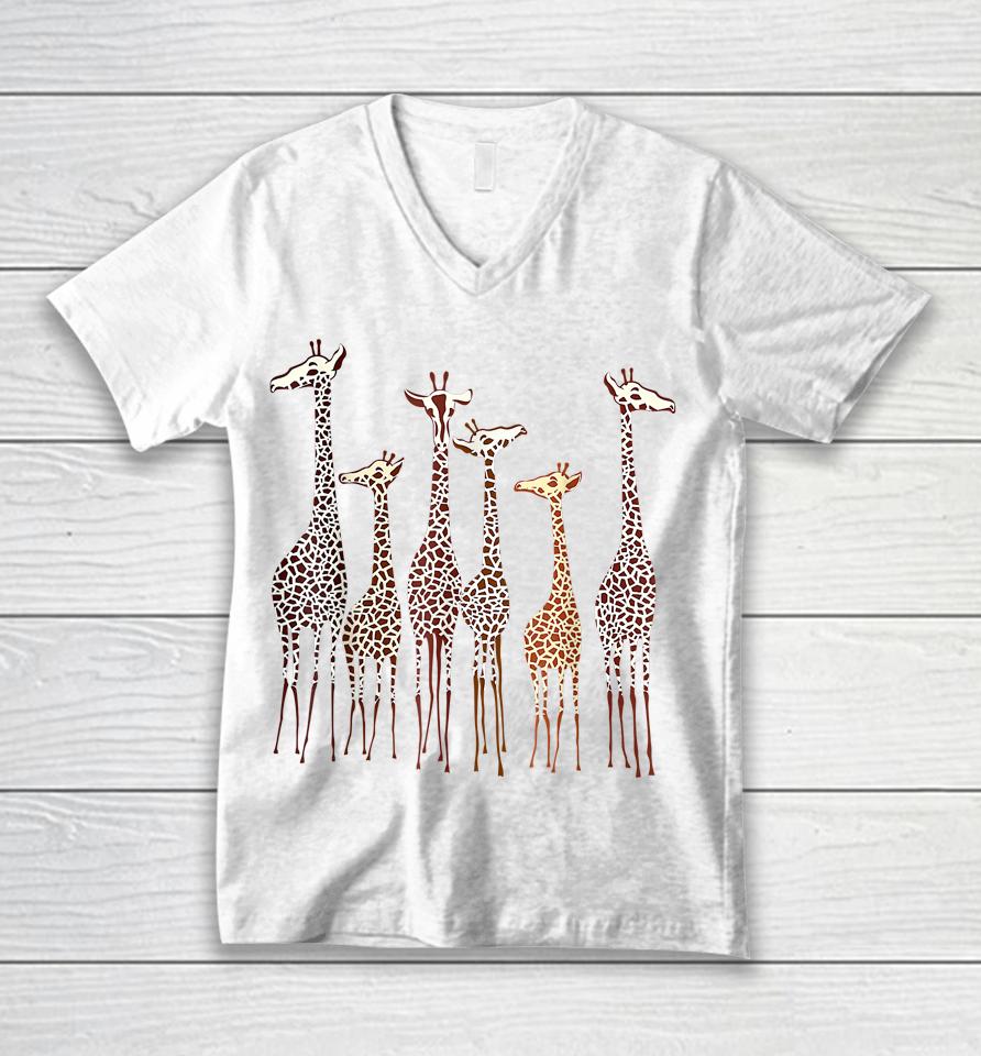 Cute Giraffe Animal Lovers Funny Nature Lover Unisex V-Neck T-Shirt