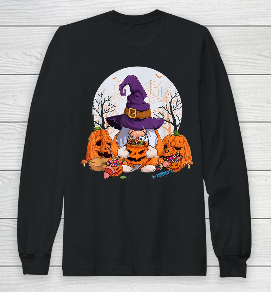 Cute Gnomes Happy Halloween Fall Candy Corn Pumpkin Long Sleeve T-Shirt