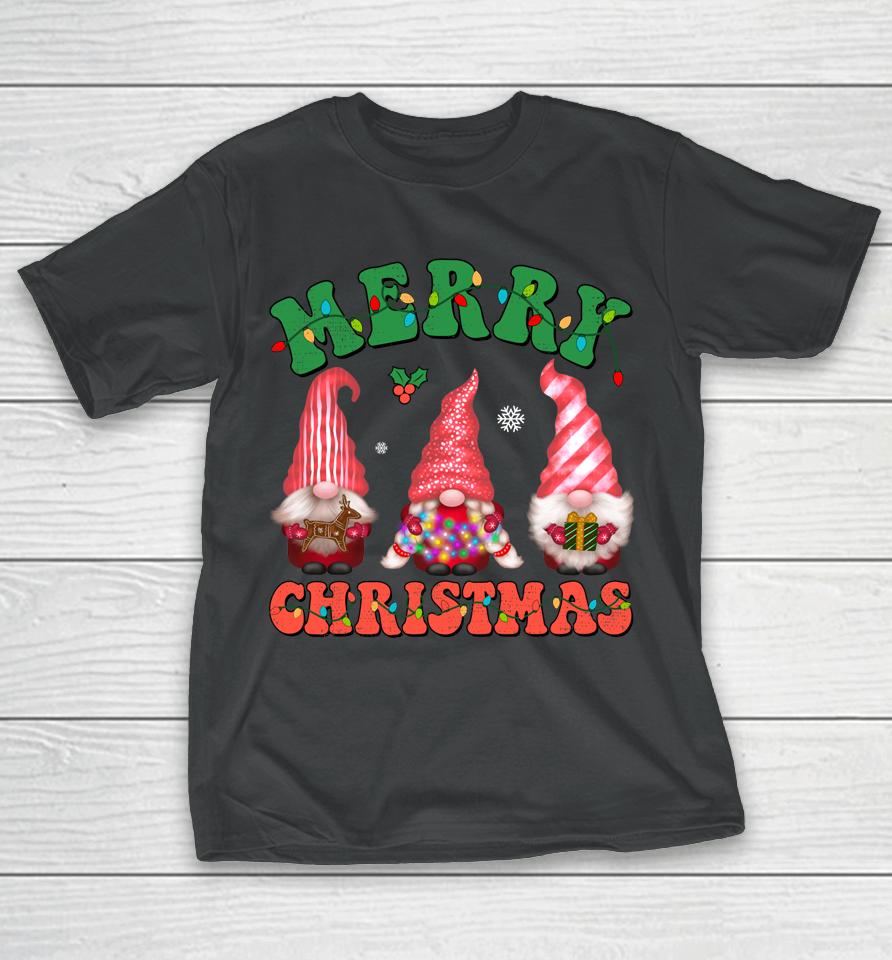 Cute Gnomes Merry Christmas Light Family Gnome Xmas Matching T-Shirt
