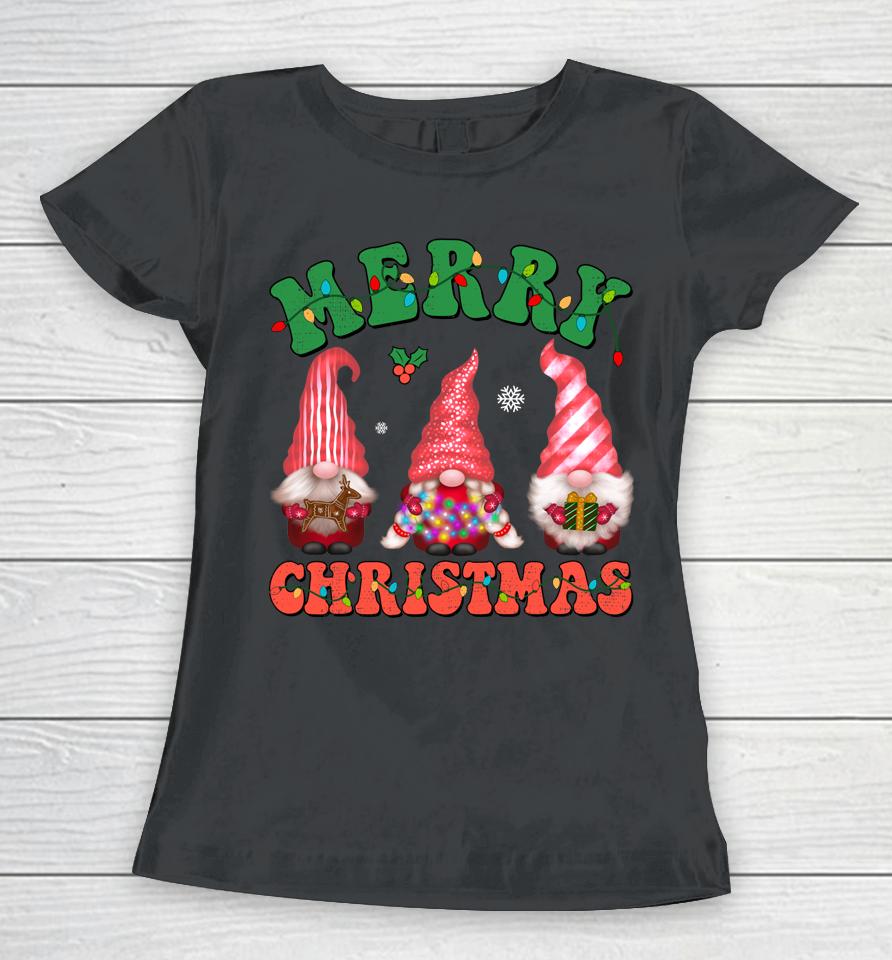 Cute Gnomes Merry Christmas Light Family Gnome Xmas Matching Women T-Shirt