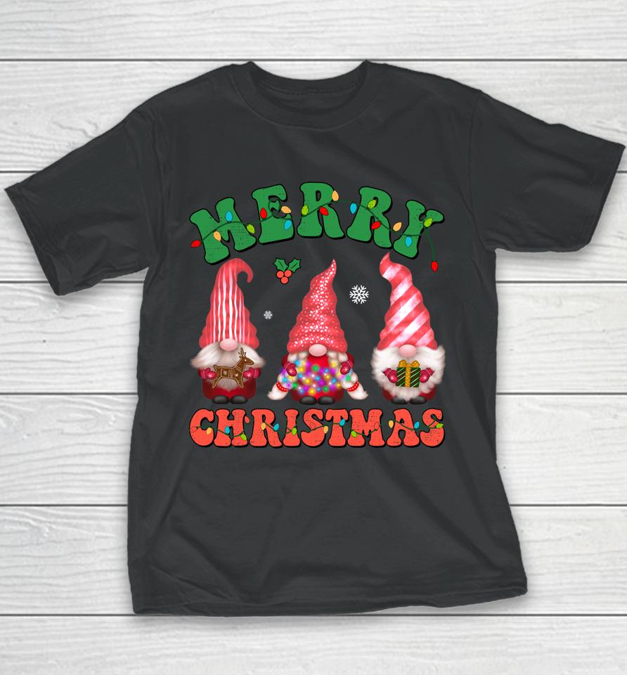 Cute Gnomes Merry Christmas Light Family Gnome Xmas Matching Youth T-Shirt