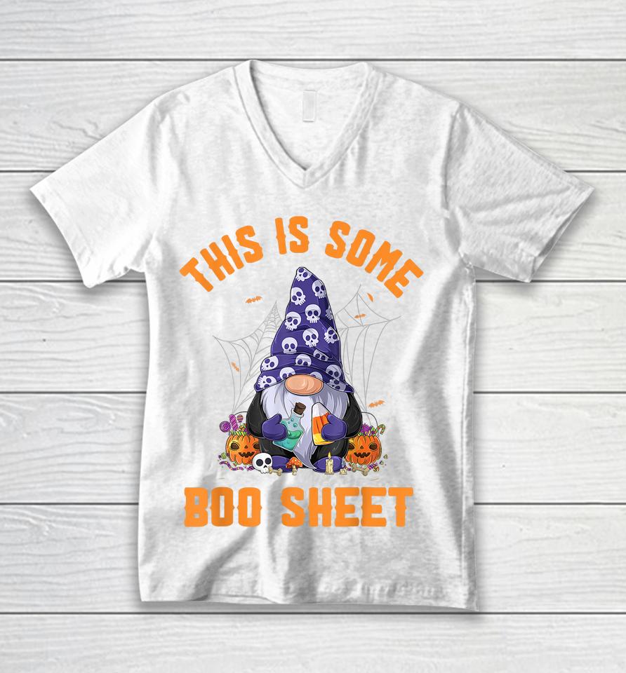 Cute Gnomes This Is Some Boo Sheet Halloween Pumpkins Ghosts Unisex V-Neck T-Shirt