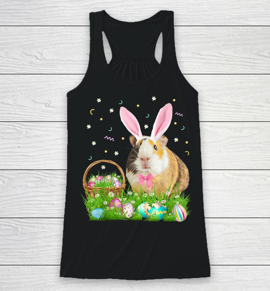 Cute Guinea Pig Easter Day Bunny Eggs Easter Racerback Tank