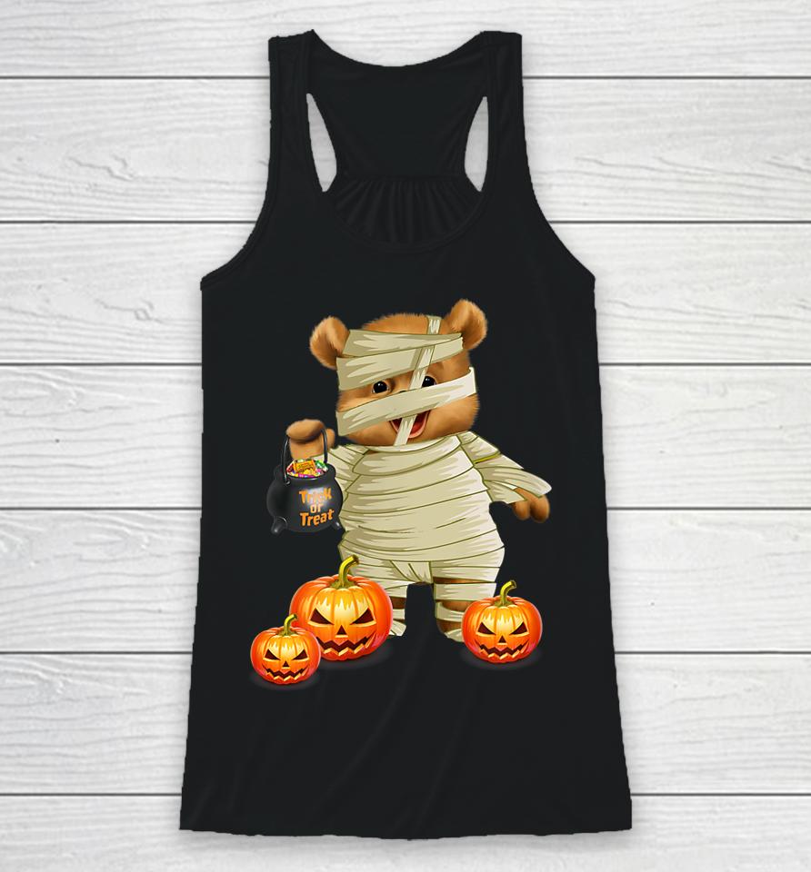 Cute Halloween Pumpkin Funny Mummy Bear Racerback Tank