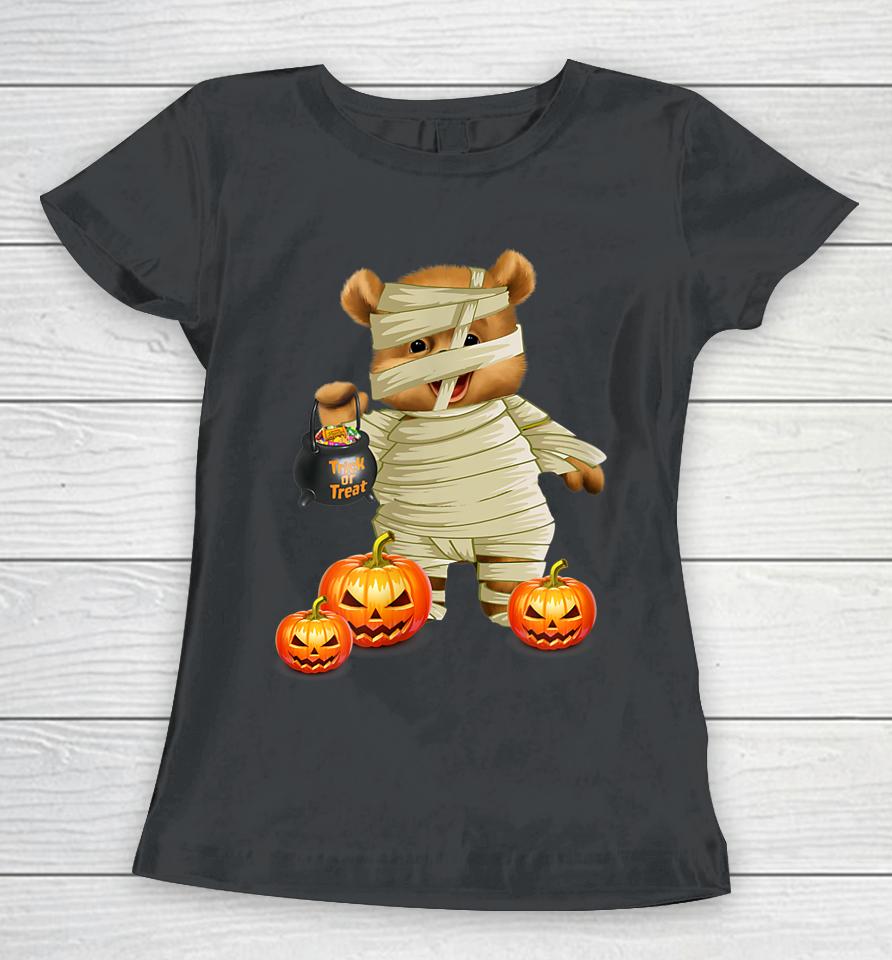 Cute Halloween Pumpkin Funny Mummy Bear Women T-Shirt