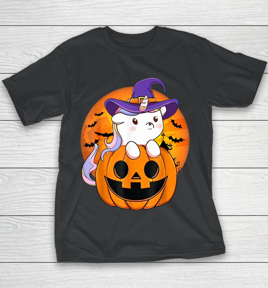 Cute Halloween Shirt Girls Women Witchy Unicorn Halloween Youth T-Shirt