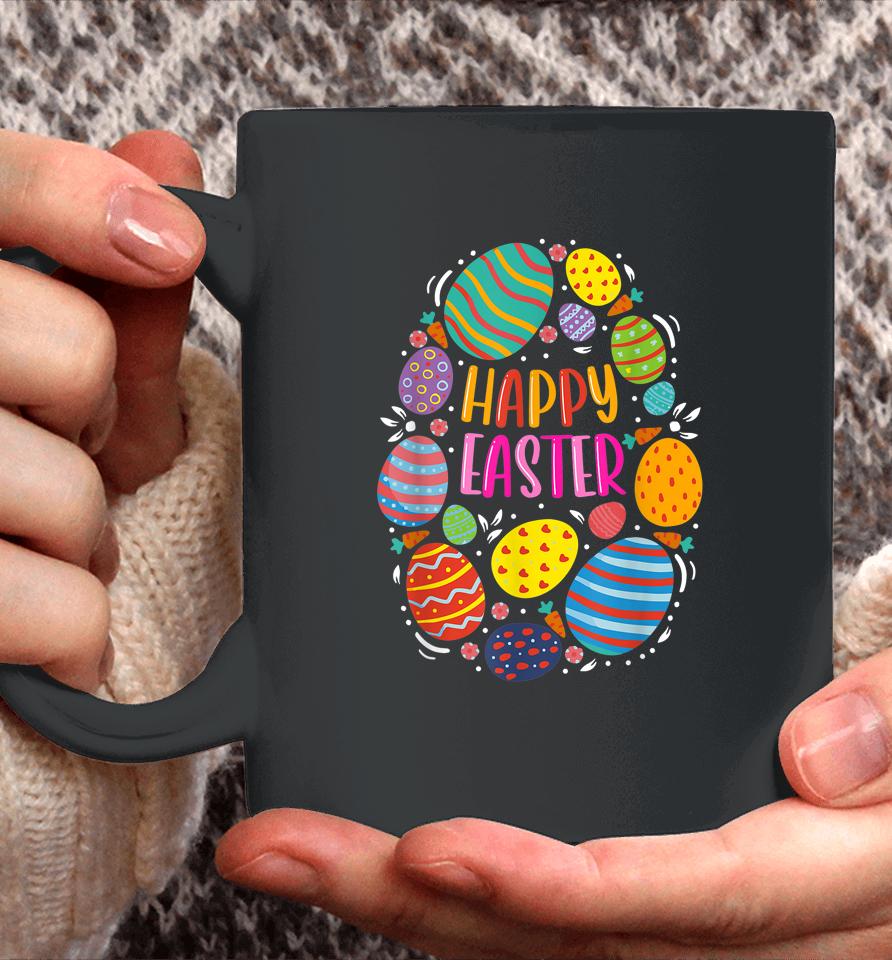 Cute Happy Easter For Teen Girls Boys Easter Colorful Eggs Coffee Mug