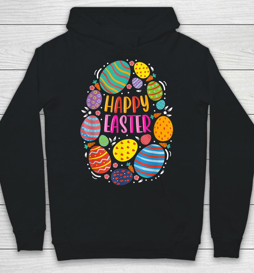 Cute Happy Easter For Teen Girls Boys Easter Colorful Eggs Hoodie