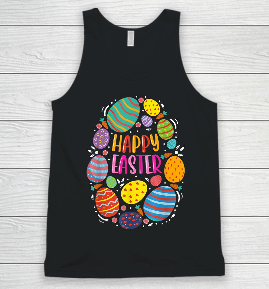 Cute Happy Easter For Teen Girls Boys Easter Colorful Eggs Unisex Tank Top