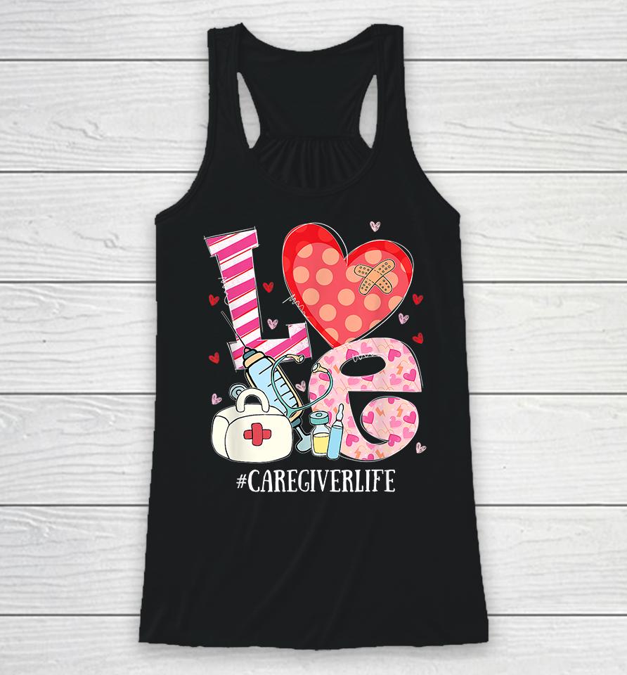 Cute Heart Stethoscope Caregiver Life Lover Valentines Day Racerback Tank