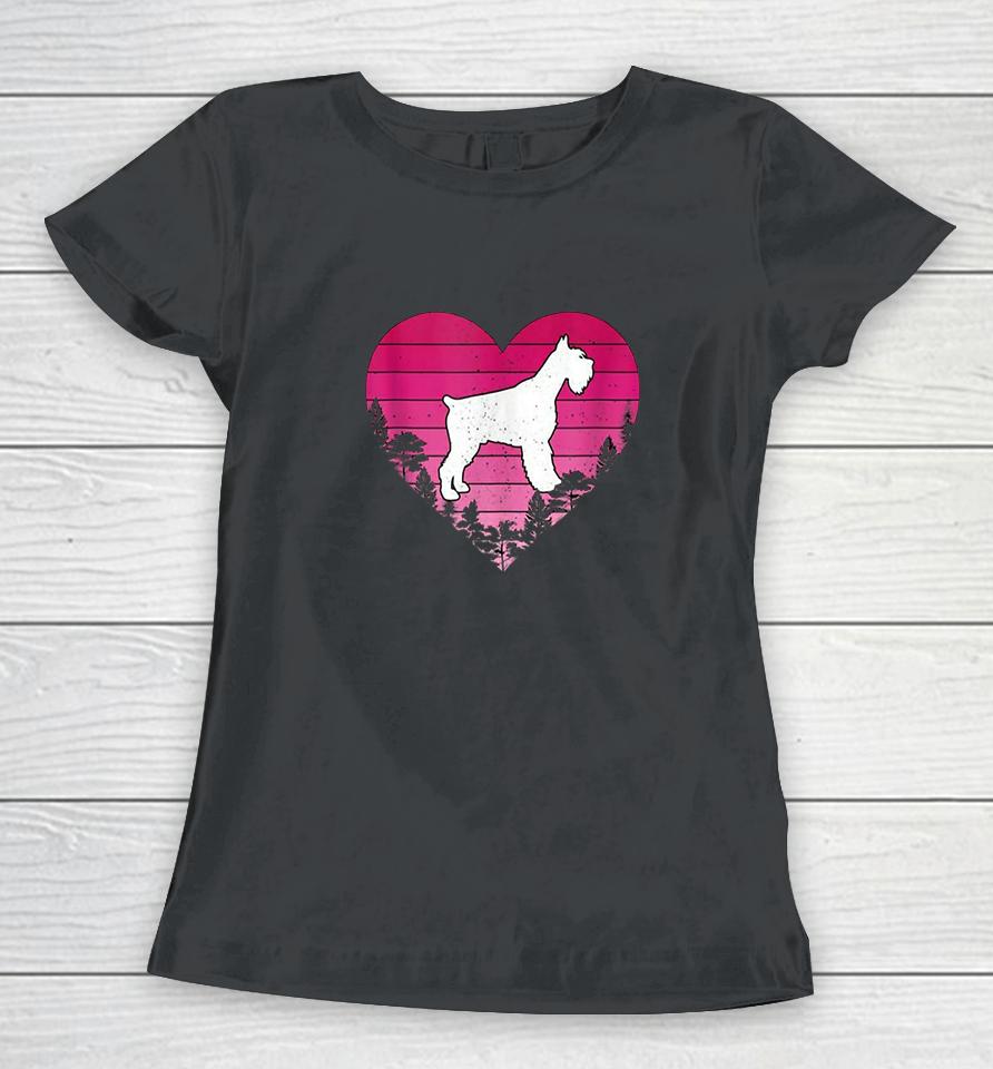 Cute Hearts Schnauzer Dog Valentines Day Women T-Shirt