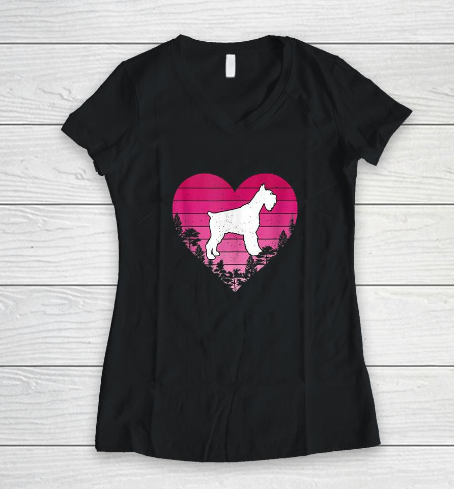 Cute Hearts Schnauzer Dog Valentines Day Women V-Neck T-Shirt