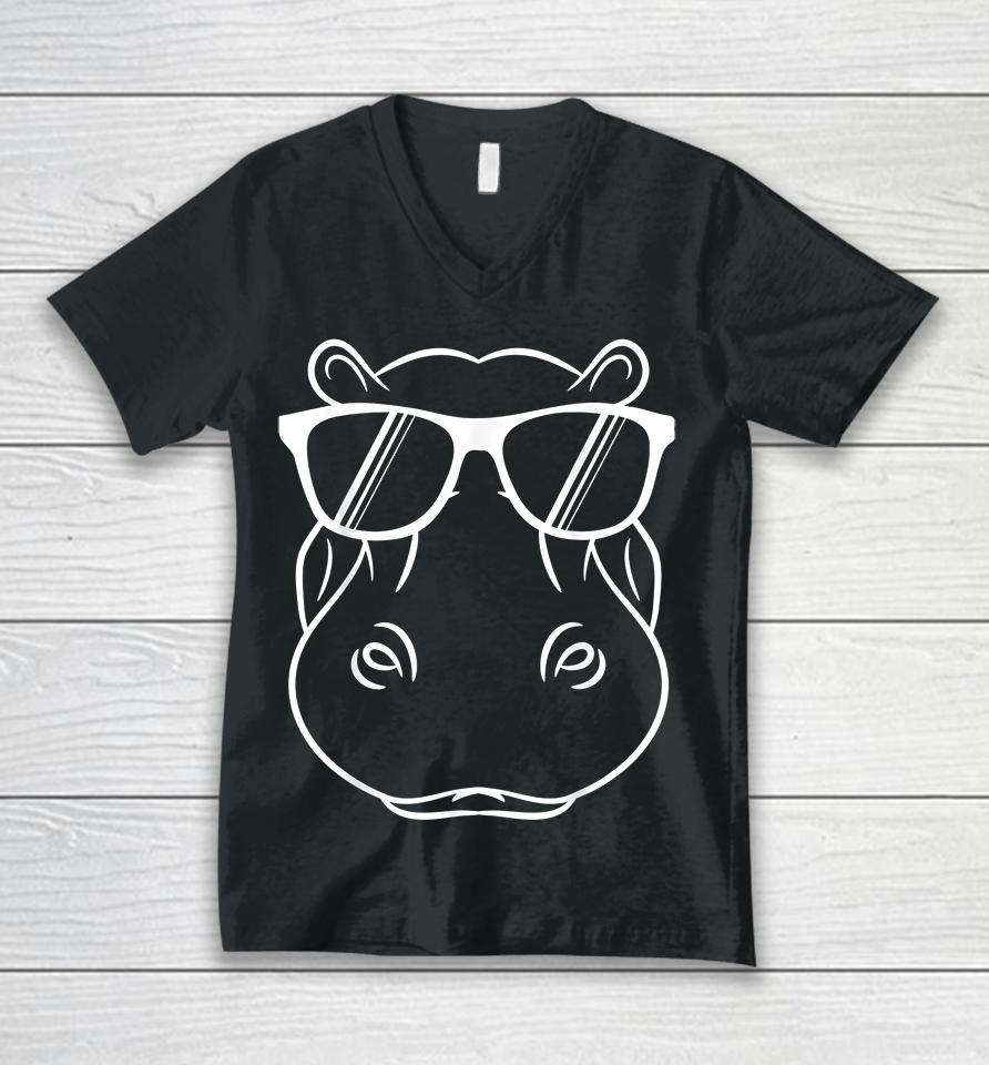 Cute Hippopotamus Art Unisex V-Neck T-Shirt