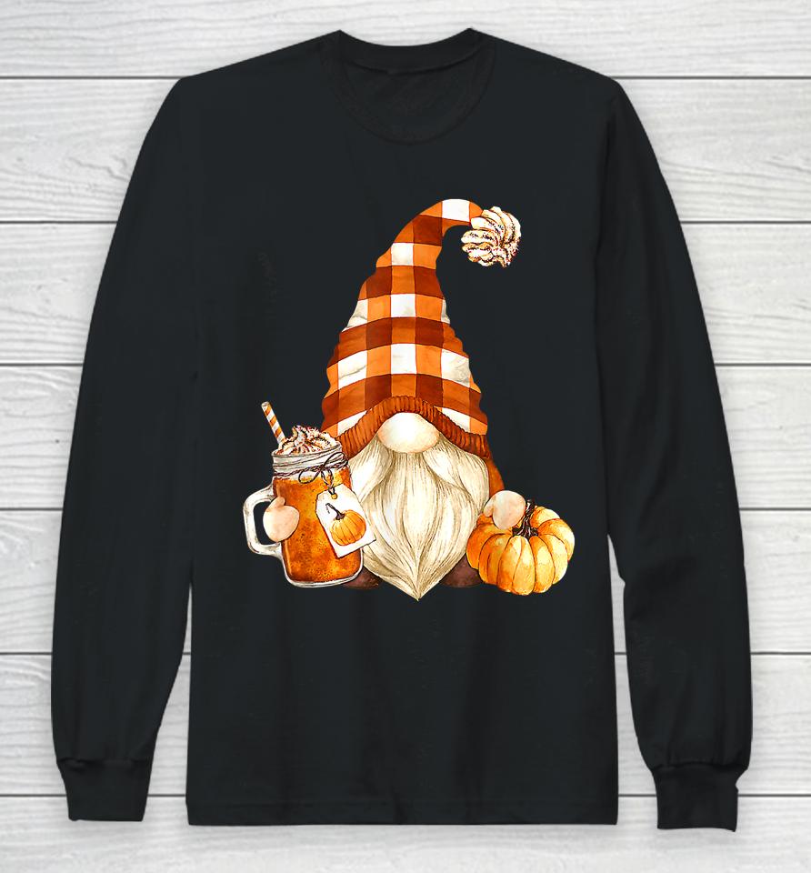 Cute Holiday Gnome For Thanksgiving With Fall Pumpkin Spice Long Sleeve T-Shirt