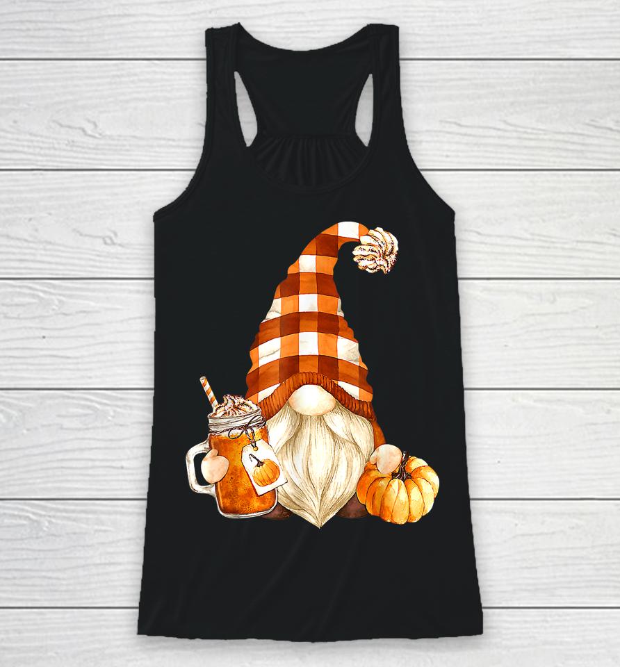 Cute Holiday Gnome For Thanksgiving With Fall Pumpkin Spice Racerback Tank