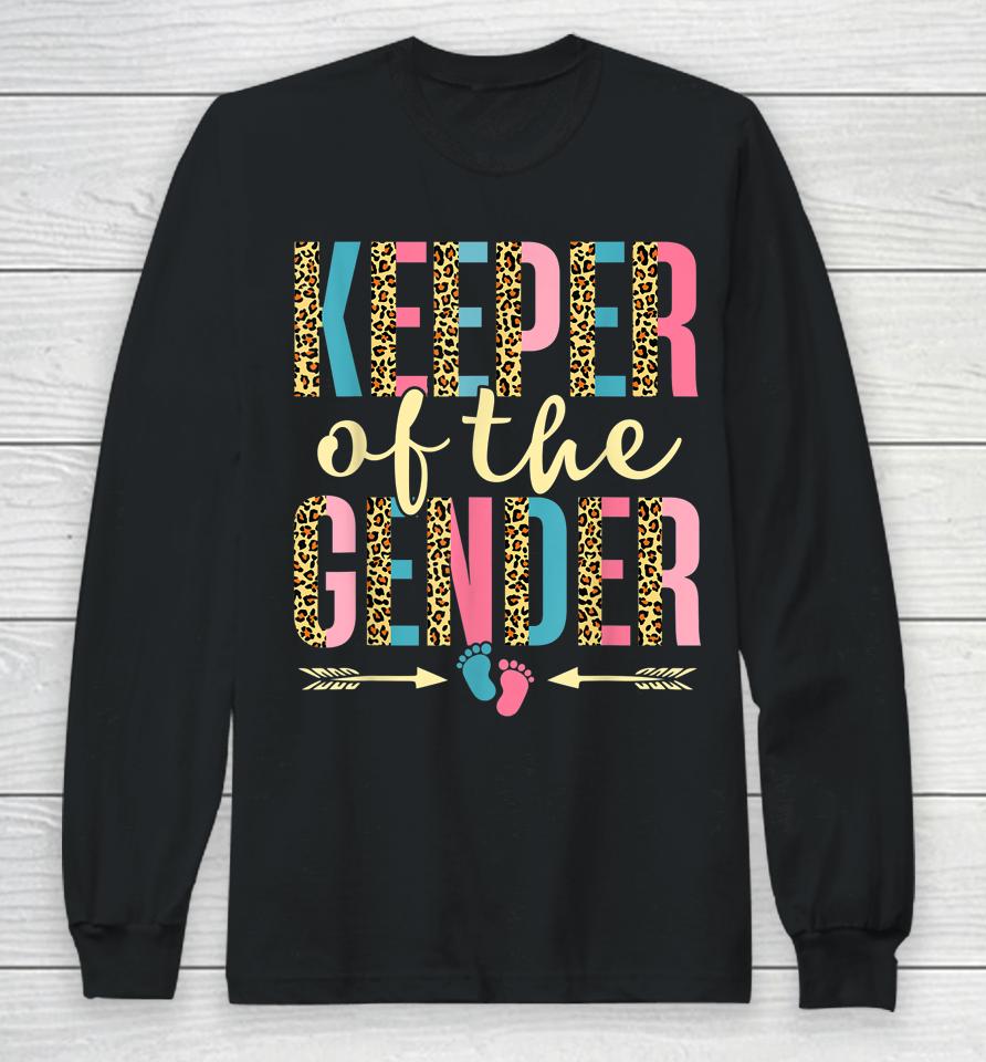 Cute Keeper Of The Gender Leopard Gender Reveal Party Long Sleeve T-Shirt