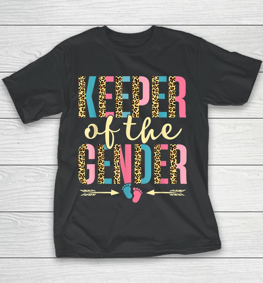 Cute Keeper Of The Gender Leopard Gender Reveal Party Youth T-Shirt