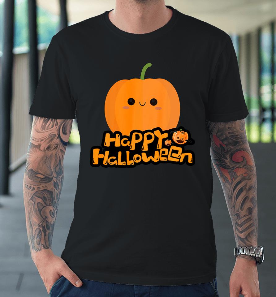 Cute Little Cartoon Pumpkin Happy Halloween Boys And Girls Premium T-Shirt