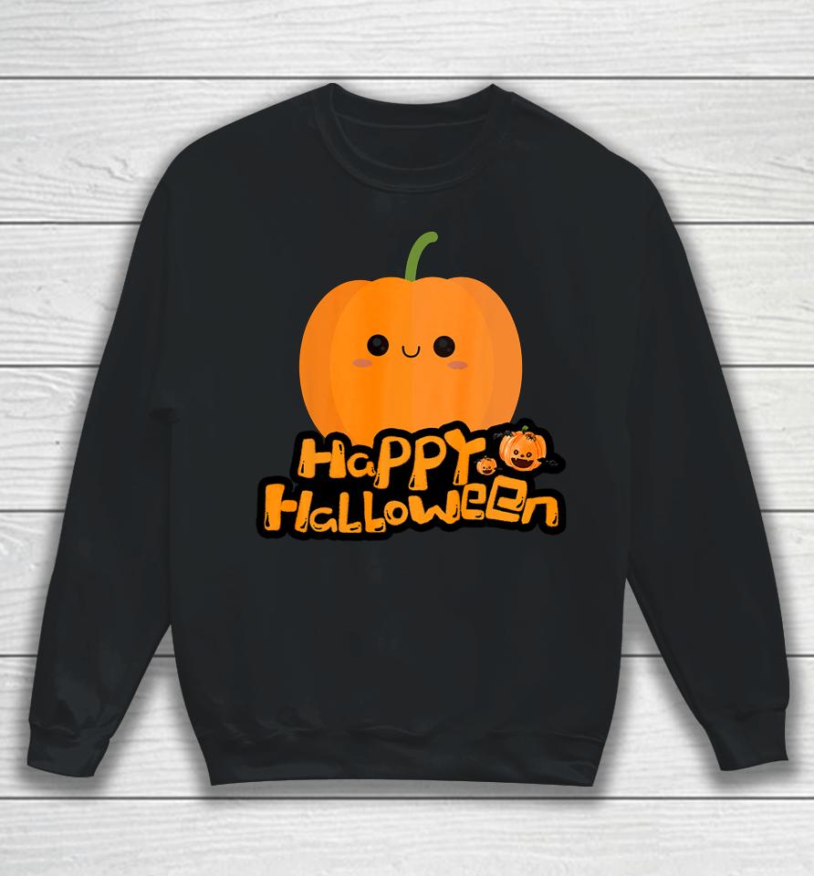 Cute Little Cartoon Pumpkin Happy Halloween Boys And Girls Sweatshirt