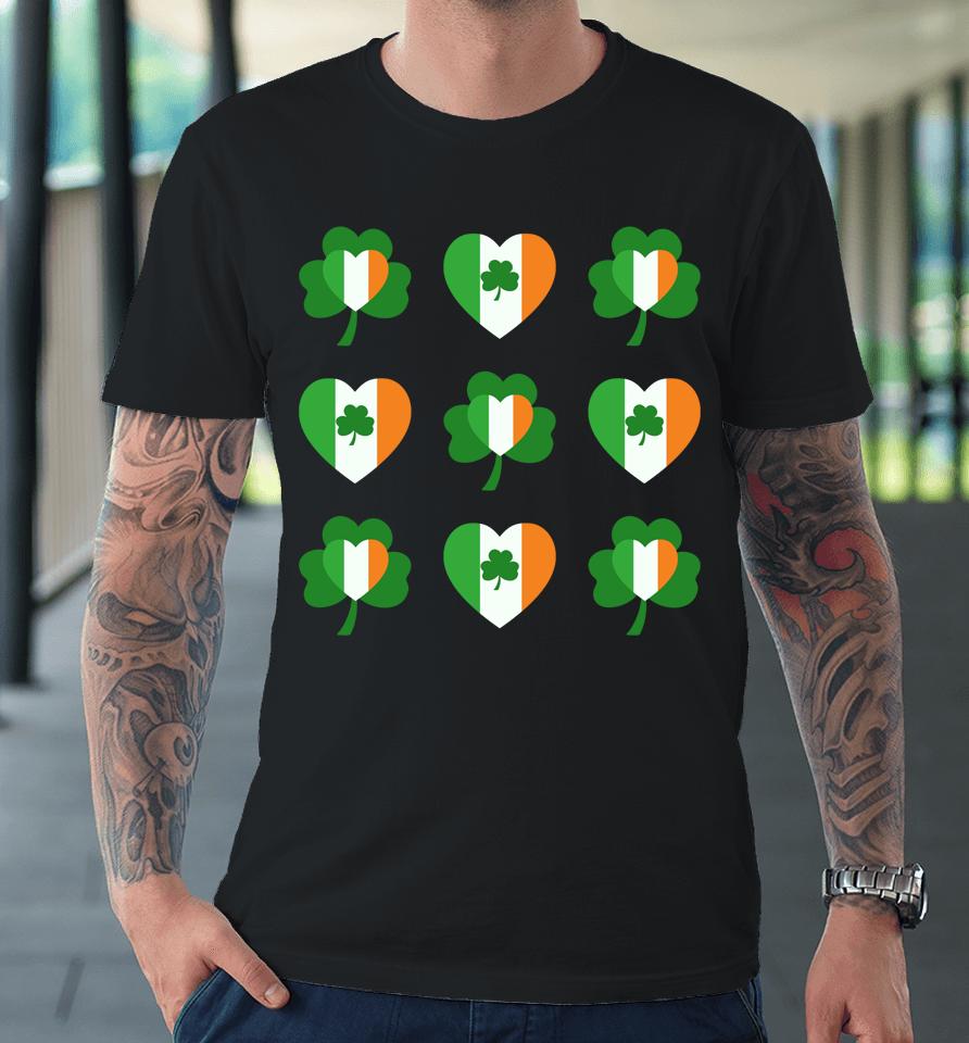 Cute Lucky Heart Shamrock Happy St Patricks Day Premium T-Shirt