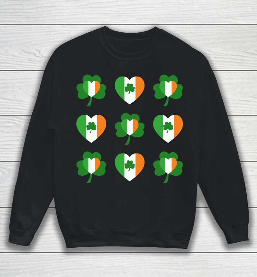 Cute Lucky Heart Shamrock Happy St Patricks Day Sweatshirt