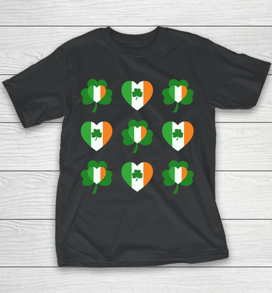 Cute Lucky Heart Shamrock Happy St Patricks Day Youth T-Shirt