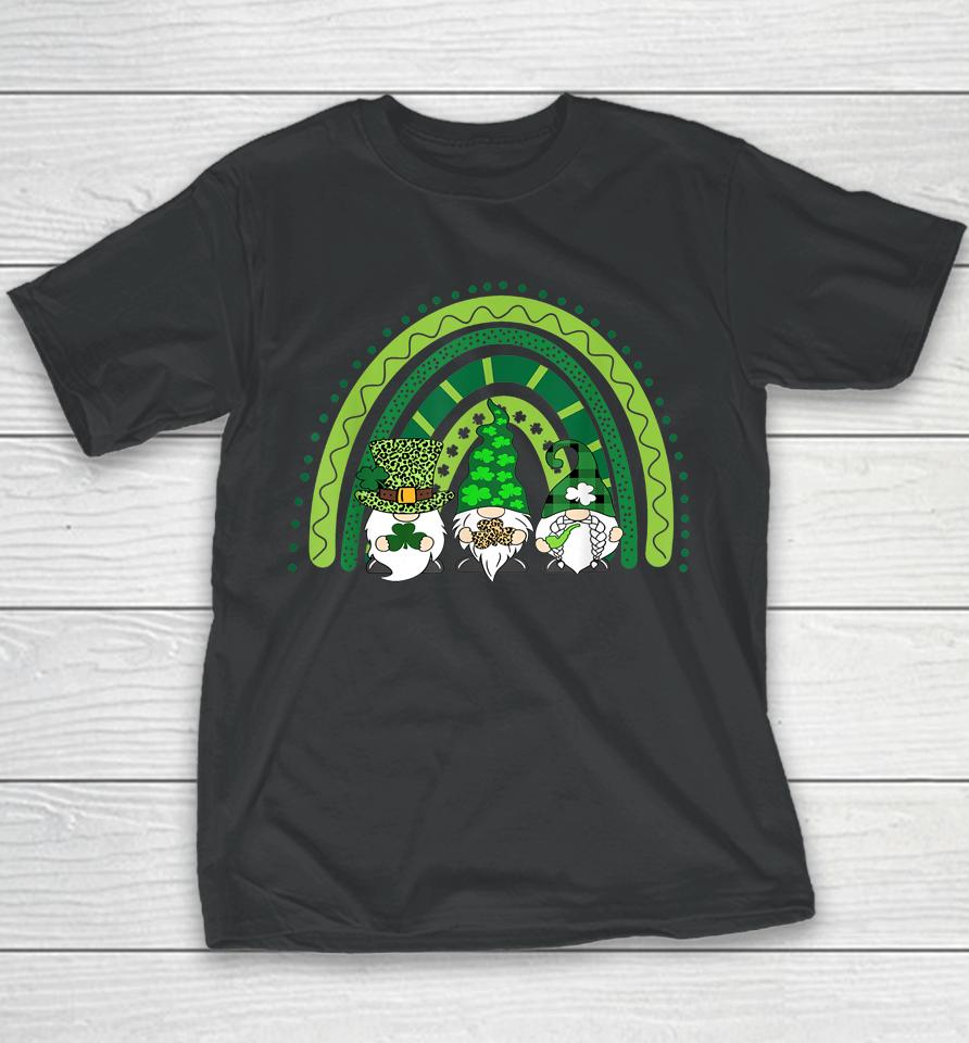 Cute Lucky Rainbow Gnome Happy St Patricks Day Family Youth T-Shirt