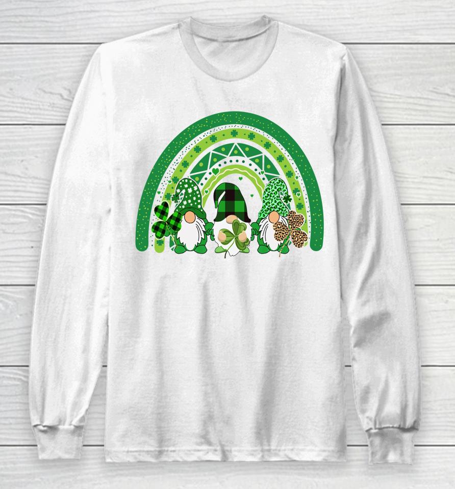 Cute Lucky Rainbow Gnome Happy St Patrick's Day Family Long Sleeve T-Shirt
