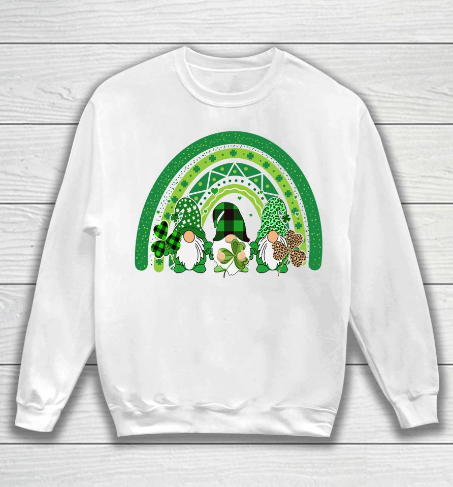 Cute Lucky Rainbow Gnome Happy St Patrick's Day Family Sweatshirt